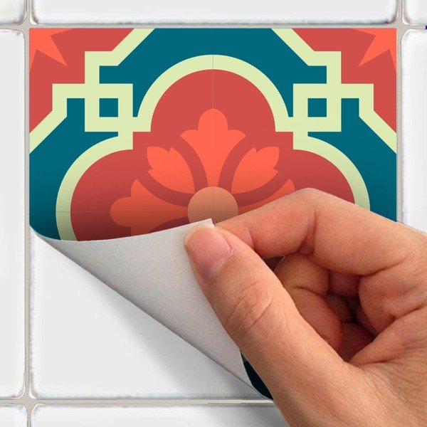 Wall Stickers Tiles Azulejos Colorful Vintage Style 16 db-os falmatrica szett, 10 x 10 cm - Ambiance-image-3