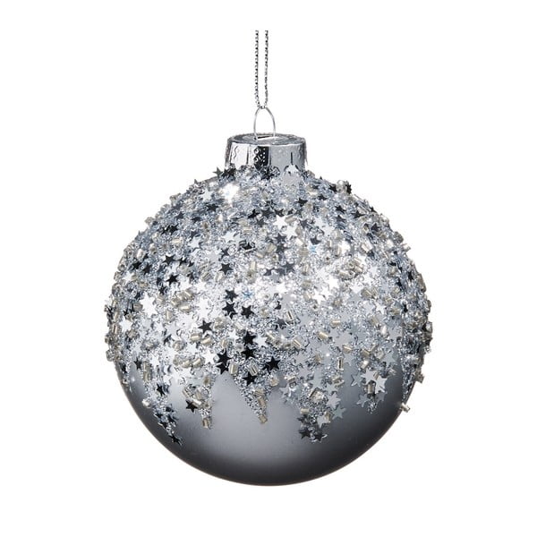 Karácsonyi üveg függődísz ezüst csillagokkal, ⌀ 8 cm - Butlers
