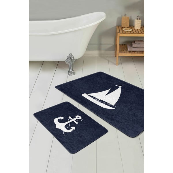 Sötétkék fürdőszobai kilépő szett 2 db-os 60x100 cm – Mila Home-image-2