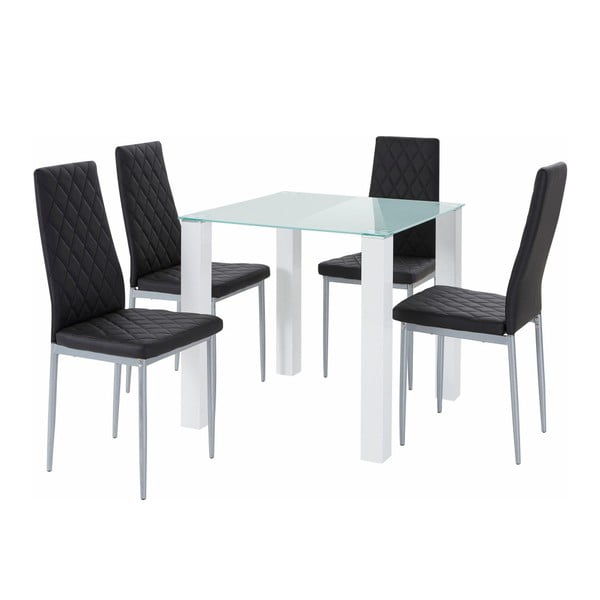 Nara asztal és 4 részes fekete szék szett - Støraa