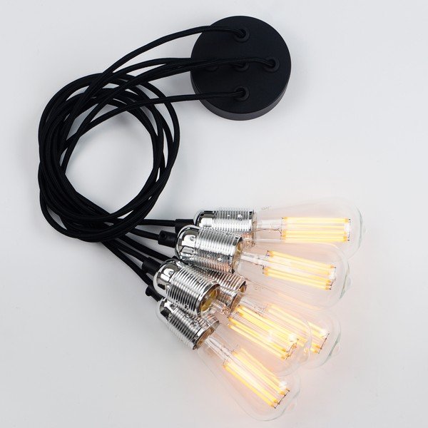 Uno fekete ötágú függőlámpa ezüstszínű részletekkel - Sotto Luce-image-3