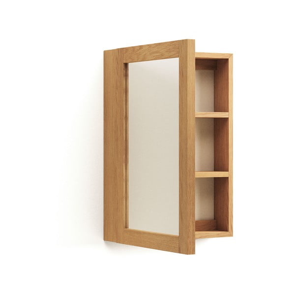 Natúr színű teakfa fali tükrös fürdőszoba szekrény 50x70 cm Plubia – Kave Home-image-2