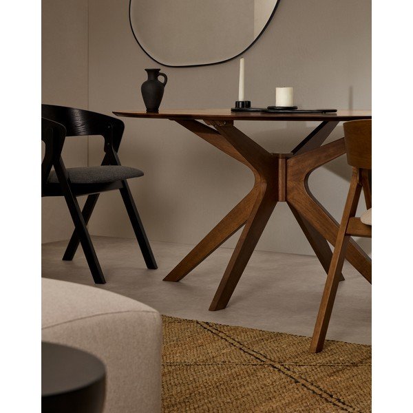 Kerek étkezőasztal diófa dekoros asztallappal ø 120 cm Naanim – Kave Home-image-2