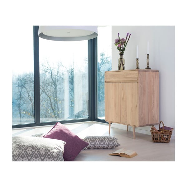 Fawn tömör tölgyfa komód fiókkal - Gazzda-image-1