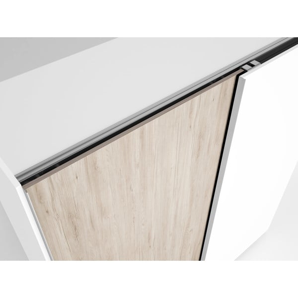 Fehér ruhásszekrény tölgyfa dekorral, tolóajtókkal 182x200 cm Sahara - Marckeric-image-3