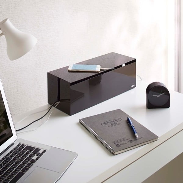 Web Cable Box fekete-barna doboz töltőknek- YAMAZAKI-image-2