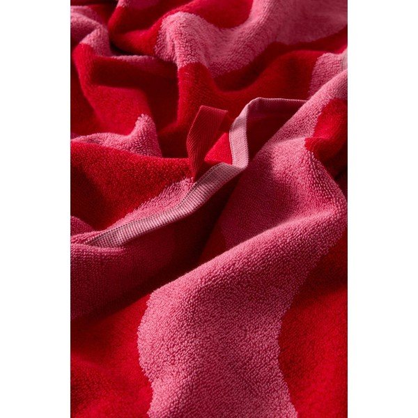 Piros-rózsaszín pamut fürdőlepedő 90x150 cm Waves – Jotex-image-4