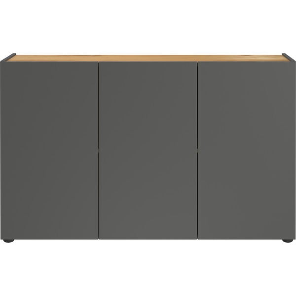 Antracitszürke szekrény tölgyfa dekorral 120x76x34 cm Adrano – Germania