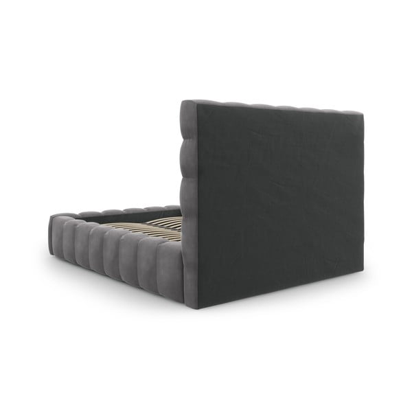 Szürke kárpitozott franciaágy tárolóhellyel, ágyráccsal 160x200 cm Bali – Cosmopolitan Design-image-4