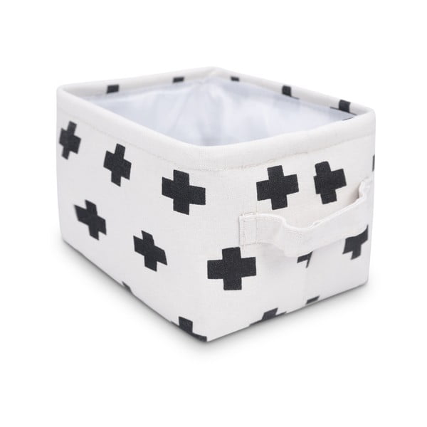 Cross fekete-fehér tárolókosár, 20 x 16 cm - KICOTI-image-1
