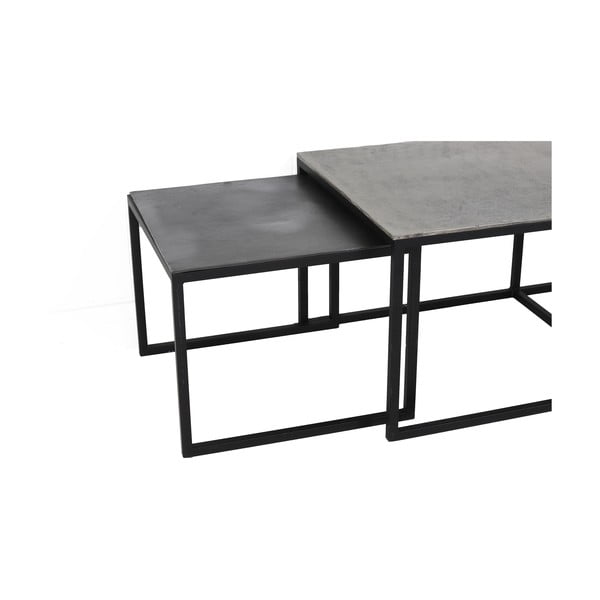 Fekete-sötétszürke fém dohányzóasztal szett 3 db-os 50x120 cm Kumalu – Light & Living-image-4