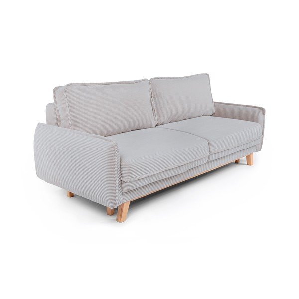 Világosszürke kordbársony kinyitható-tárolóhelyes kanapé 218 cm Tori – Bonami Selection-image-1
