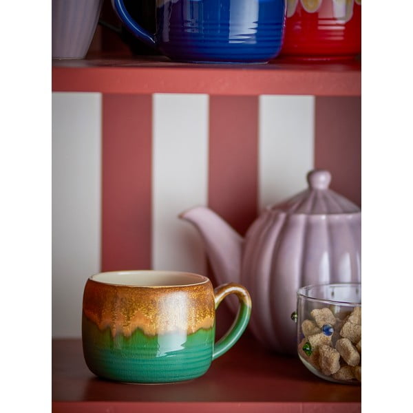 Zöld-barna kőedény bögre szett 4 db-os 400 ml Sheen – Bloomingville-image-2