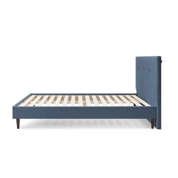 Kék kárpitozott franciaágy ágyráccsal 180x200 cm Tory – Bobochic Paris-image-2
