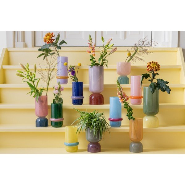 Világoskék üveg váza (magasság 28 cm) Animado Anillo – PT LIVING-image-2