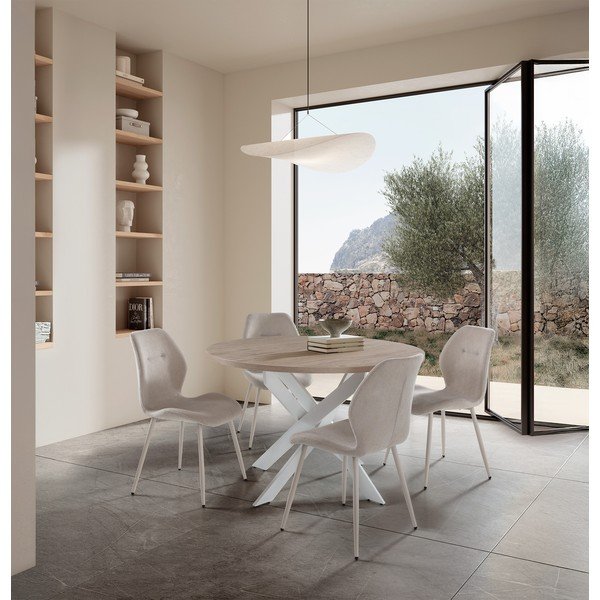 Krémszínű kárpitozott étkezőszék szett 4 db-os Ansu – Marckeric-image-1