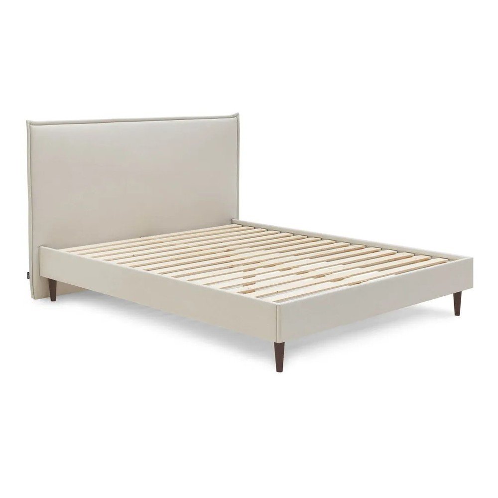 Bézs kárpitozott franciaágy ágyráccsal 180x200 cm Sary – Bobochic Paris