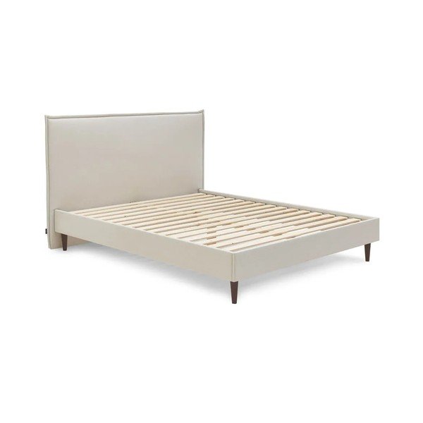 Bézs kárpitozott franciaágy ágyráccsal 160x200 cm Sary – Bobochic Paris