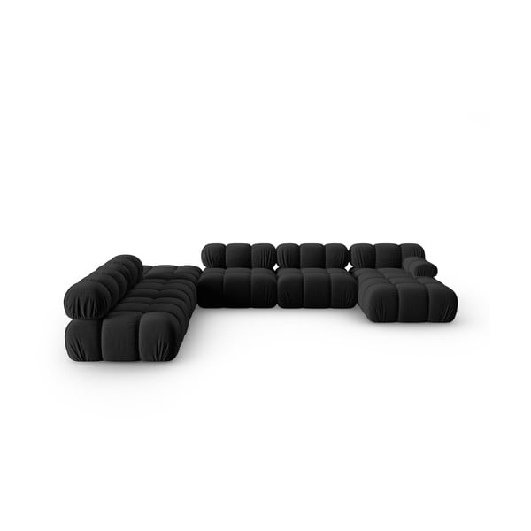 Fekete bársony kanapé 379 cm Bellis – Micadoni Home