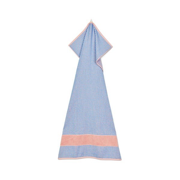 Kék-rózsaszín frottír bio pamut fürdőlepedő 70x140 cm Check – JUNA-image-3