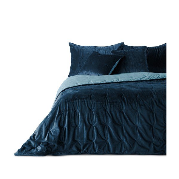 Daisy kék bársony ágytakaró egyszemélyes ágyhoz, 210 x 170 cm - DecoKing-image-4