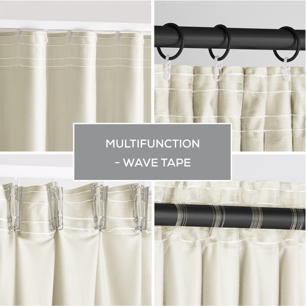 Bézs bársony dimout (részleges sötétítő) függöny 140x245 cm Pleat – Restilo-image-2