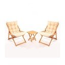 Krémszínű-natúr színű bükkfa kétszemélyes kerti lounge szett – Floriane Garden