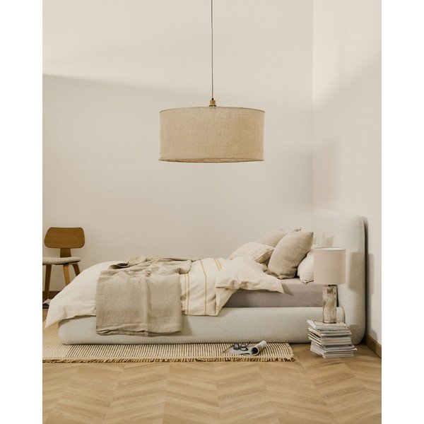 Bézs kárpitozott franciaágy ágyrács nélkül 160x200 cm Martina – Kave Home-image-1