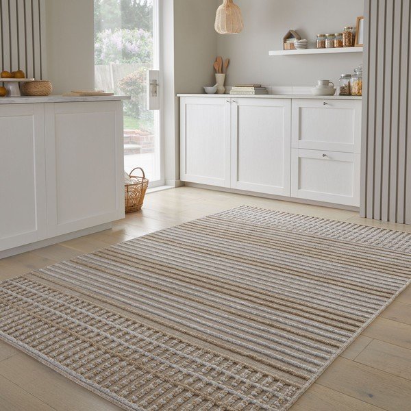Bézs mosható zsenília szőnyeg 200x320 cm Elton – Flair Rugs-image-1
