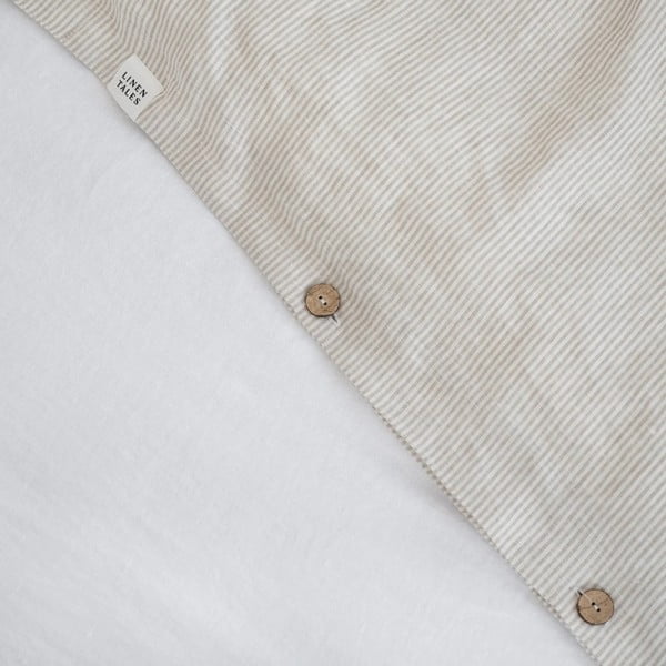 Fehéresbézs kétszemélyes len ágyneműhuzat 200x200 cm – Linen Tales-image-3