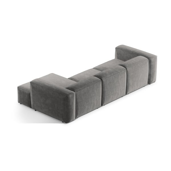 Világosszürke kordbársony sarokkanapé (jobb oldali-heverő résszel) Bergamo – Cosmopolitan Design-image-4