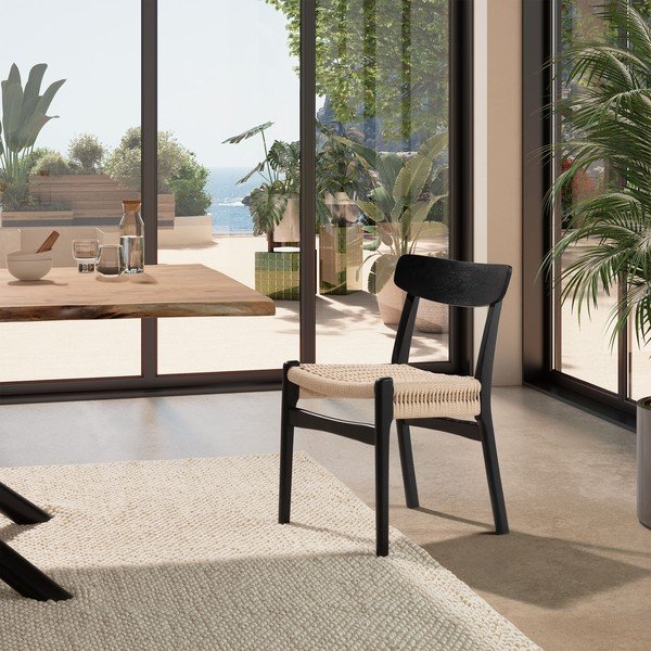 Fekete kaucsukfa étkezőszék szett 2 db-os Biel – MOME-image-1