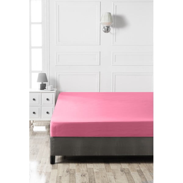 Rózsaszín gumis pamut lepedő 140x200 cm – Mijolnir-image-1