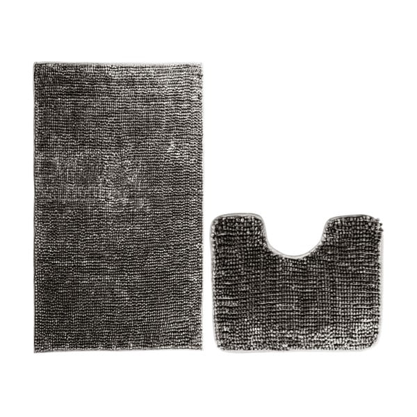 Sötétszürke fürdőszobai kilépő szett 2 db-os WC-hez 80x50 cm Bati – Restilo