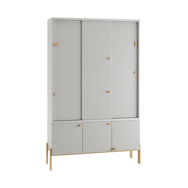 Világosszürke alacsony gyerek komód 150x50 cm Cube - Pinio-image-4