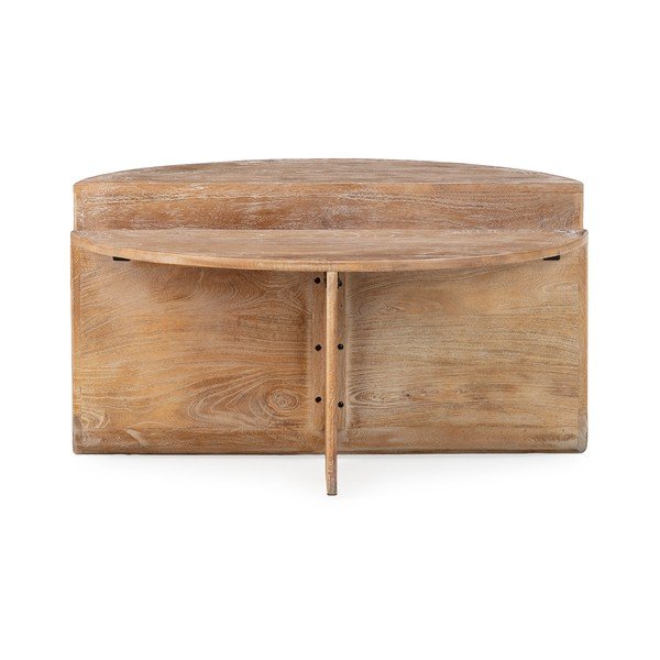 Sötét natúr színű mangófa kerek dohányzóasztal ø 80 cm Divya – MOME-image-2