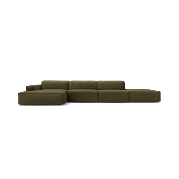 Khaki bársony moduláris sarokkanapé (bal oldali-heverő résszel) Jodie – Micadoni -image-3