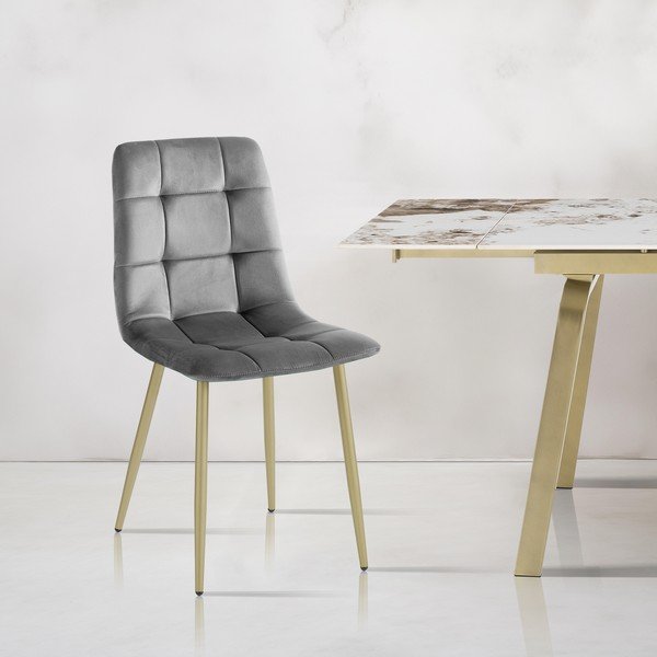 Szürke bársony étkezőszék szett 2 db-os Faffy – Tomasucci-image-1