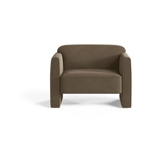 Szürkésbarna bársony fotel Abby – Micadoni -image-1