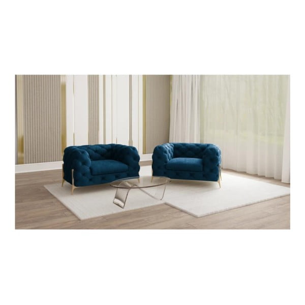Sötétkék bársony fotel Chelsea Bis – Ropez-image-1