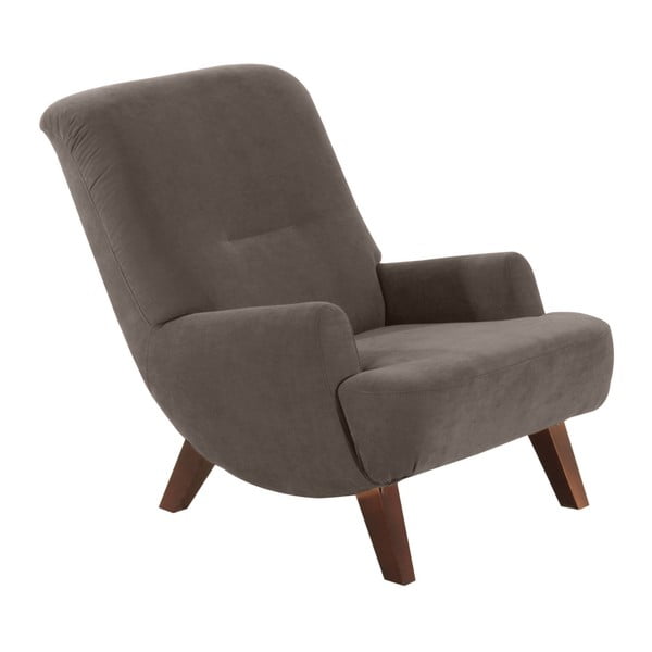 Brandford Velor szürkés-barna fotel sötétbarna lábakkal - Max Winzer