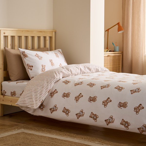 Krémszínű egyszemélyes flanel gyerek ágyneműhuzat 120x150 cm Brushed Teddy Bear – Catherine Lansfield-image-4