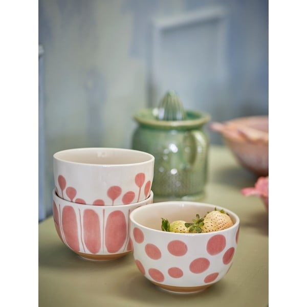 Lazacszínű-krémszínű kőedény tálka szett 3 db-os 500 ml Linora – Bloomingville-image-2