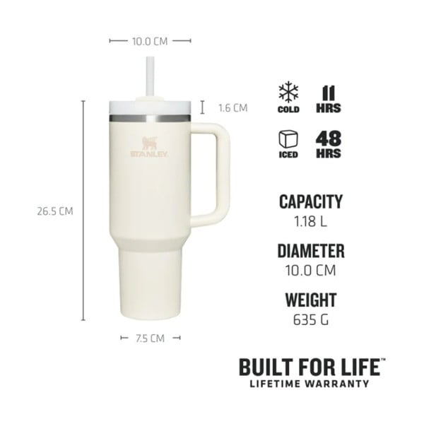 Krémszínű rozsdamentes acél termosz szívószállal 1,18 l Quencher H2.0 FlowState Tumbler Cream – Stanley-image-4