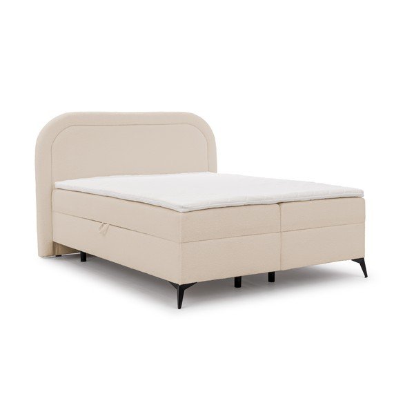 Bézs ágyneműtartós boxspring ágy 160x200 cm Ornes – Ropez