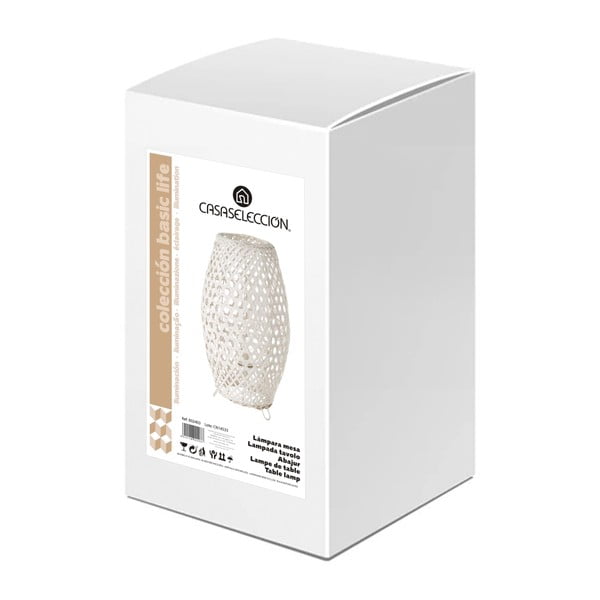 Fehér bambusz asztali lámpa bambusz búrával (magasság 36 cm) – Casa Selección-image-4