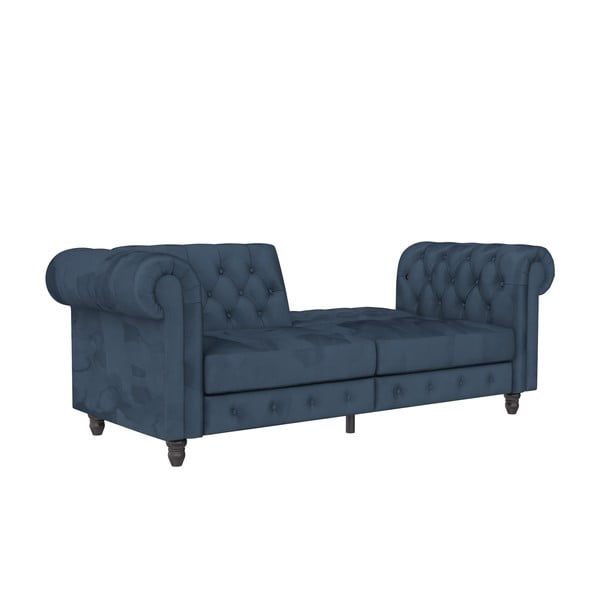 Sötétkék bársony kinyitható kanapé 236 cm Felix – Støraa-image-1