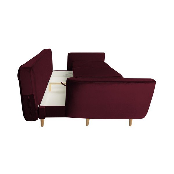 Silva borvörös 3 személyes kinyitható kanapé tárolóhellyel - Mazzini Sofas-image-3