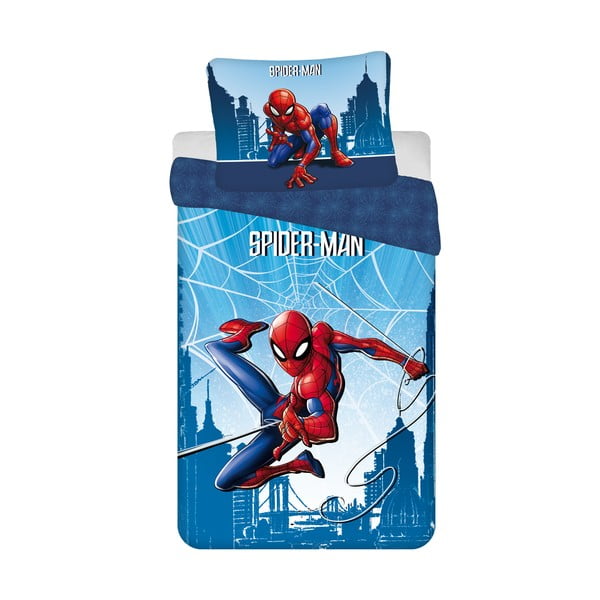 Kék egyszemélyes pamut gyerek ágyneműhuzat 140x200 cm Spider-man "Blue" – Jerry Fabrics