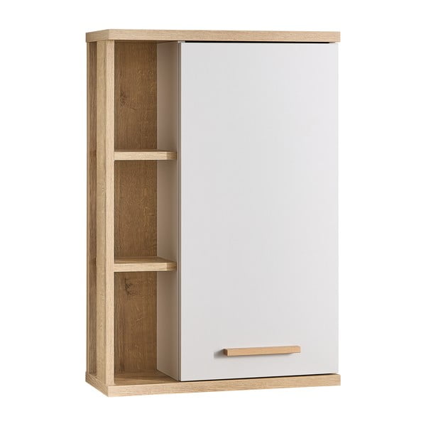 Krémszínű fali fürdőszoba szekrény tölgyfa dekorral 50,5x74,5 cm Quickset 966 – Pelipal